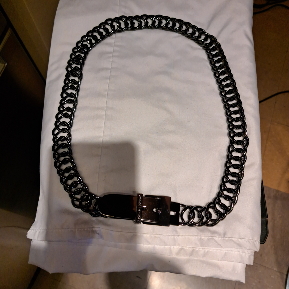 Armani Exchange Black Chain Link Belt